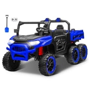 Letsgokid 24V 2-Seater Ride On Dump Truck with Remote Control, 4WD 6-Wheel Electric Car for Big Kids with Electric Dump Bed, 20in Seat, 400W Powerful Motor, LED Lights, Music, Ages 3+
