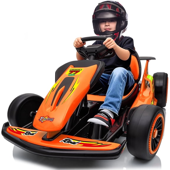 Letsgokid 24V Big Kids Electric Go Kart, 400W Fast Drift Kart with 4 Speed Mode, Up to 8.1 MPH, EVA Tires, 5-Point Safety Belt, Music, High/Low Speed, Go Karts for Kids Ages 6-12 Boys Girls