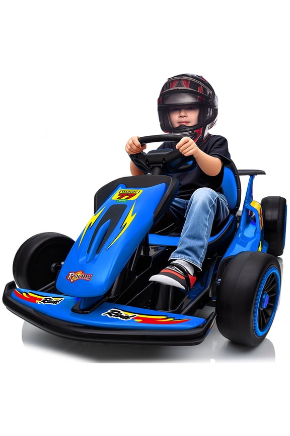 24V Big Kids Electric Go Kart, 400W Fast Drift Kart with 4 Speed Mode, Up to 8.1 MPH, EVA Tires, 5-Point Safety Belt, Music, High/Low Speed, Go Karts for Kids Ages 6-12 Boys Girls