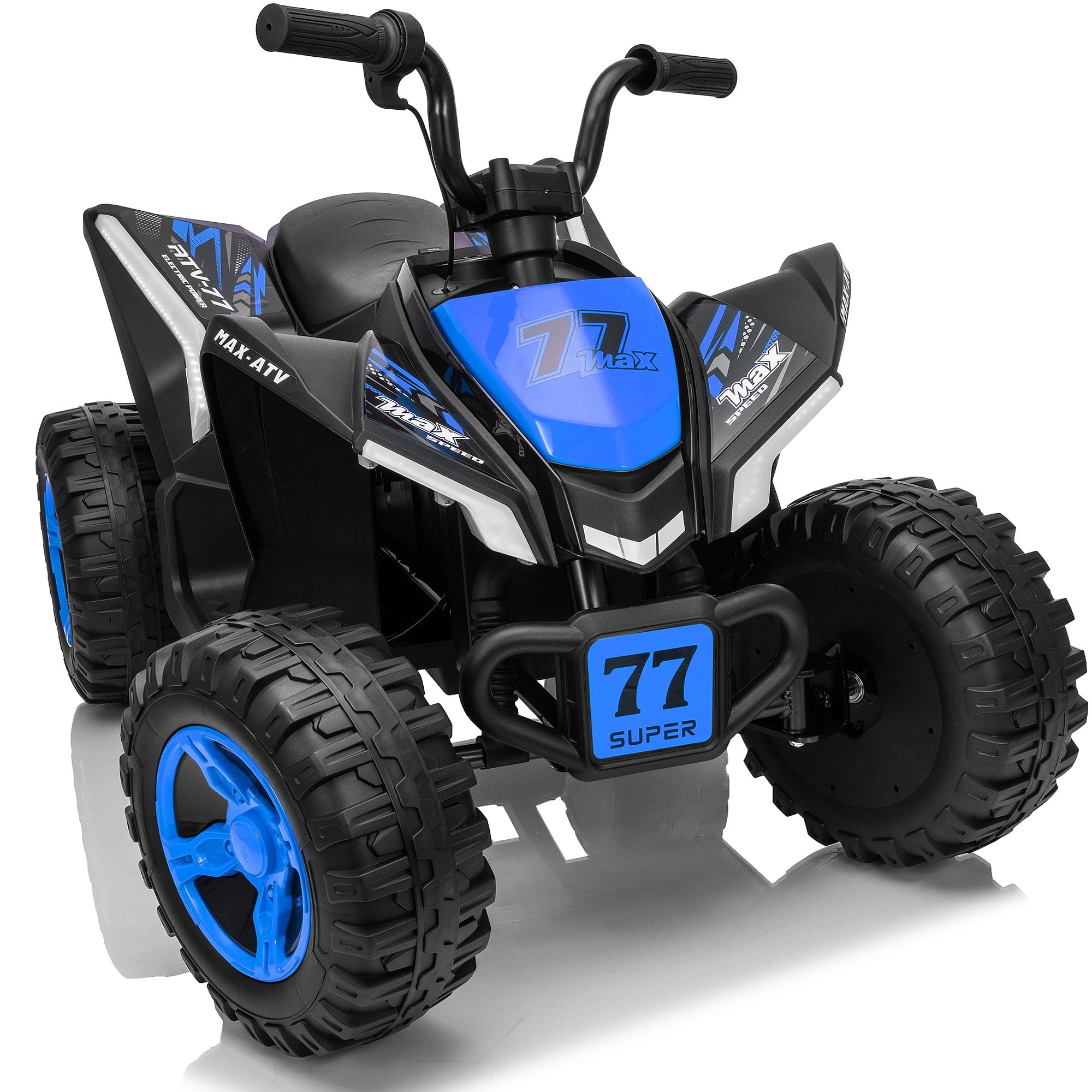Letsgokid Kids ATV 4 Wheeler, 24V 2 Seater Electric ATV Ride On Toy for Big Kids with 110lb Weight Capacity, 200W Motor, 3.7Mph Max Speed, Spring Suspension, LED Lights, Music