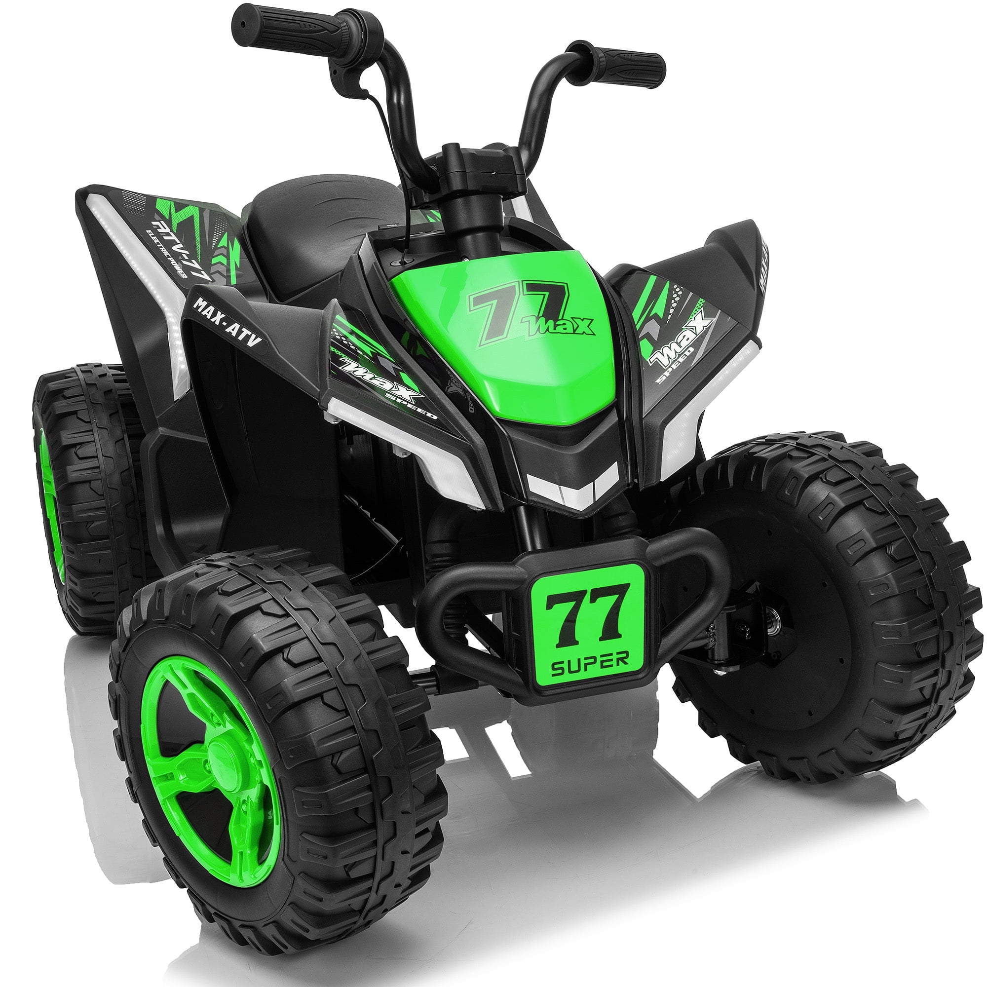 Letsgokid Kids ATV 4 Wheeler, 24V 2 Seater Electric ATV Ride On Toy for Big Kids with 110lb Weight Capacity, 200W Motor, 3.7Mph Max Speed, Spring Suspension, LED Lights, Music