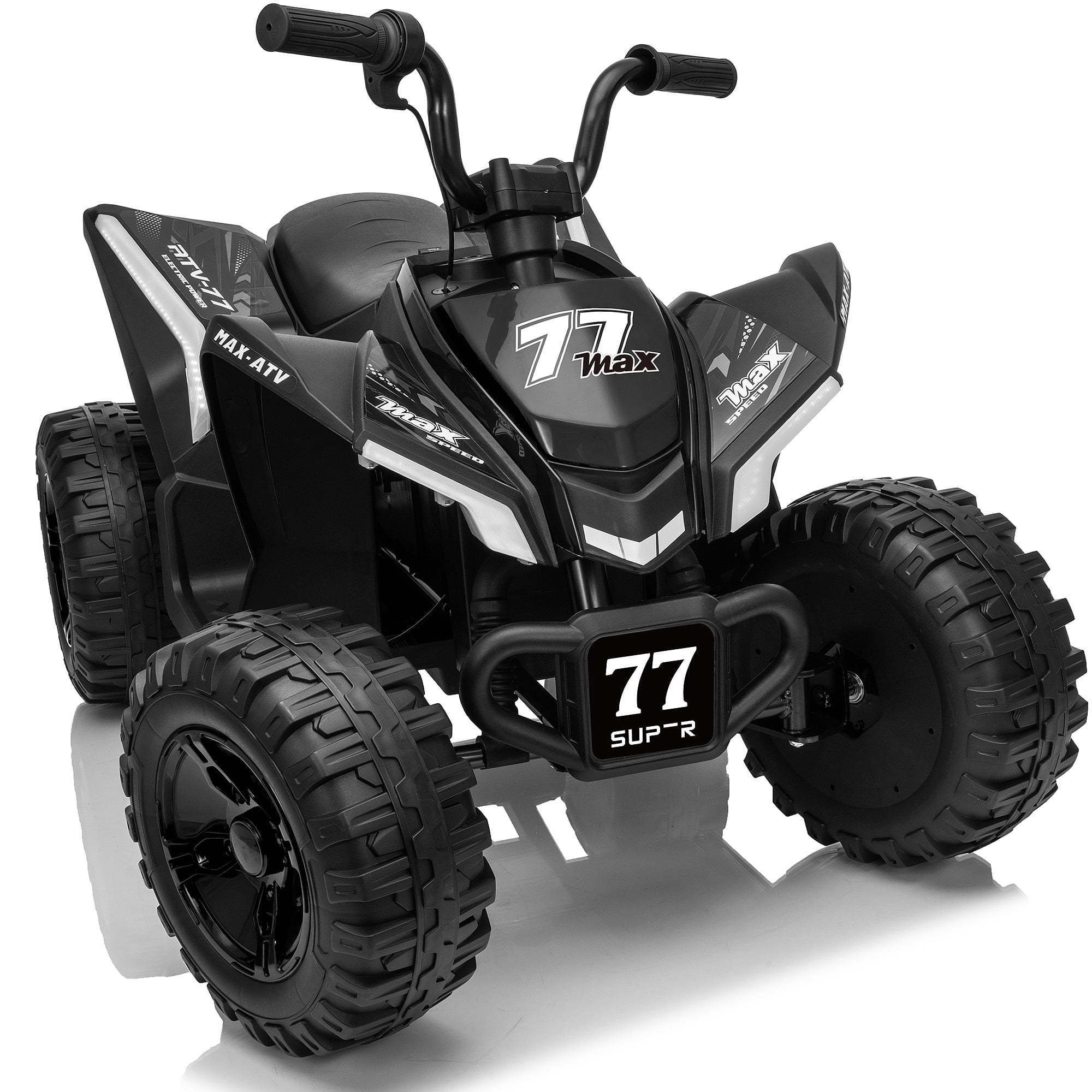 Letsgokid Kids ATV 4 Wheeler, 24V 2 Seater Electric ATV Ride On Toy for Big Kids with 110lb Weight Capacity, 200W Motor, 3.7Mph Max Speed, Spring Suspension, LED Lights, Music
