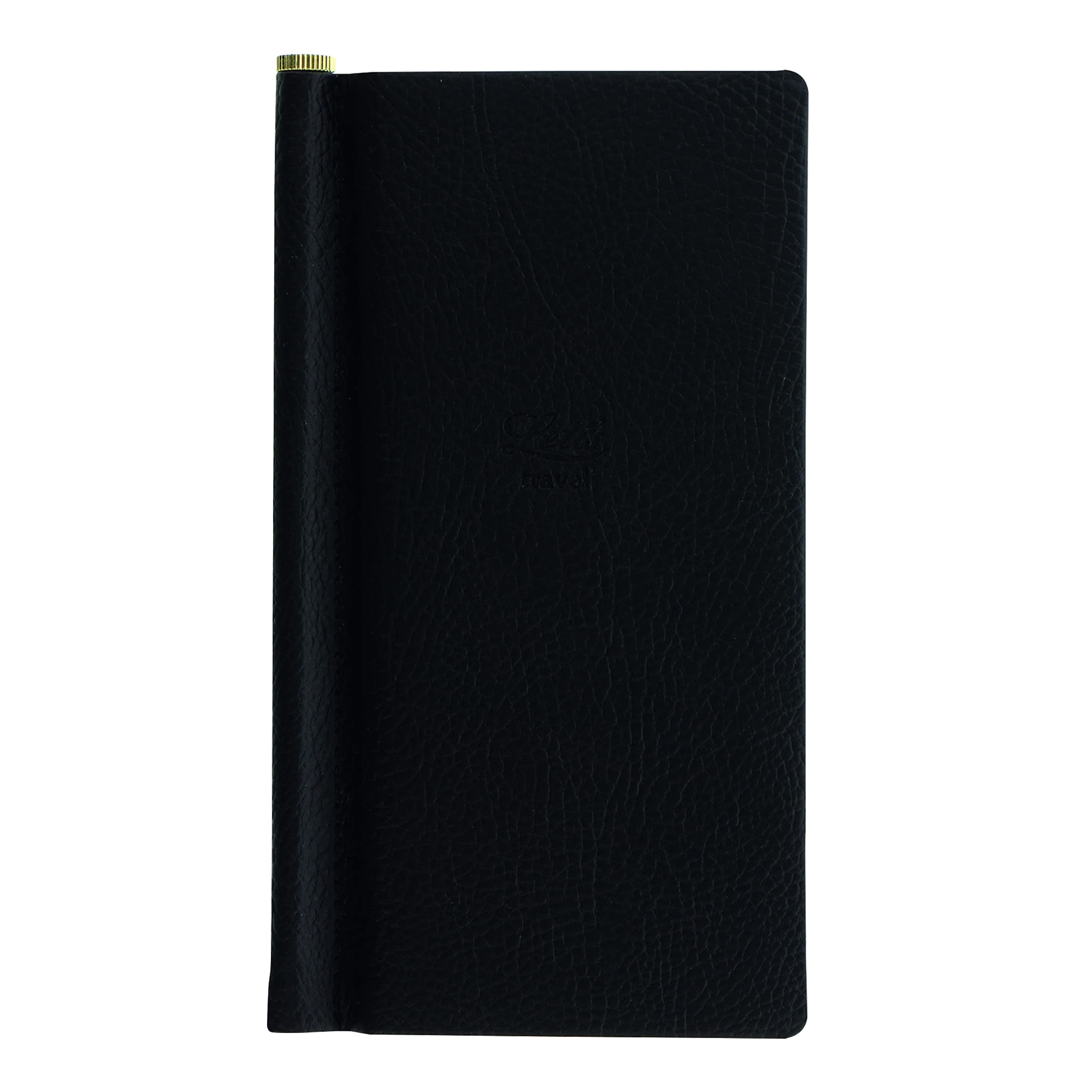Lett's Note Origins Collection Slim Pocket Size Travel Journal with Gold Pen, Ruled, 160 Pages, Cream Paper, 5.75" x 2.75", Black (B090148)