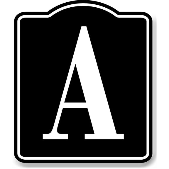 Letter A Bin Aisle Row Marker Label BLACK Aluminum Composite Sign, 8.5"x10"