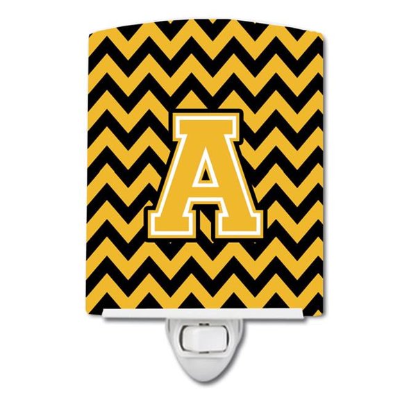 Letter A Chevron Black & Gold Ceramic Night Light
