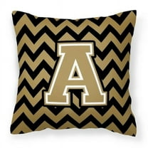 Letter A Chevron Black and Gold  Fabric Decorative Pillow