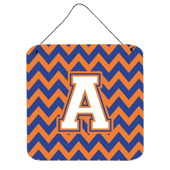 Letter A Chevron Blue and Orange 3 Wall or Door Hanging Prints
