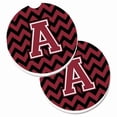 thumbnail image 1 of Letter A Chevron Garnet & Black Set of 2 Cup Holder Car Coaster, 1 of 1