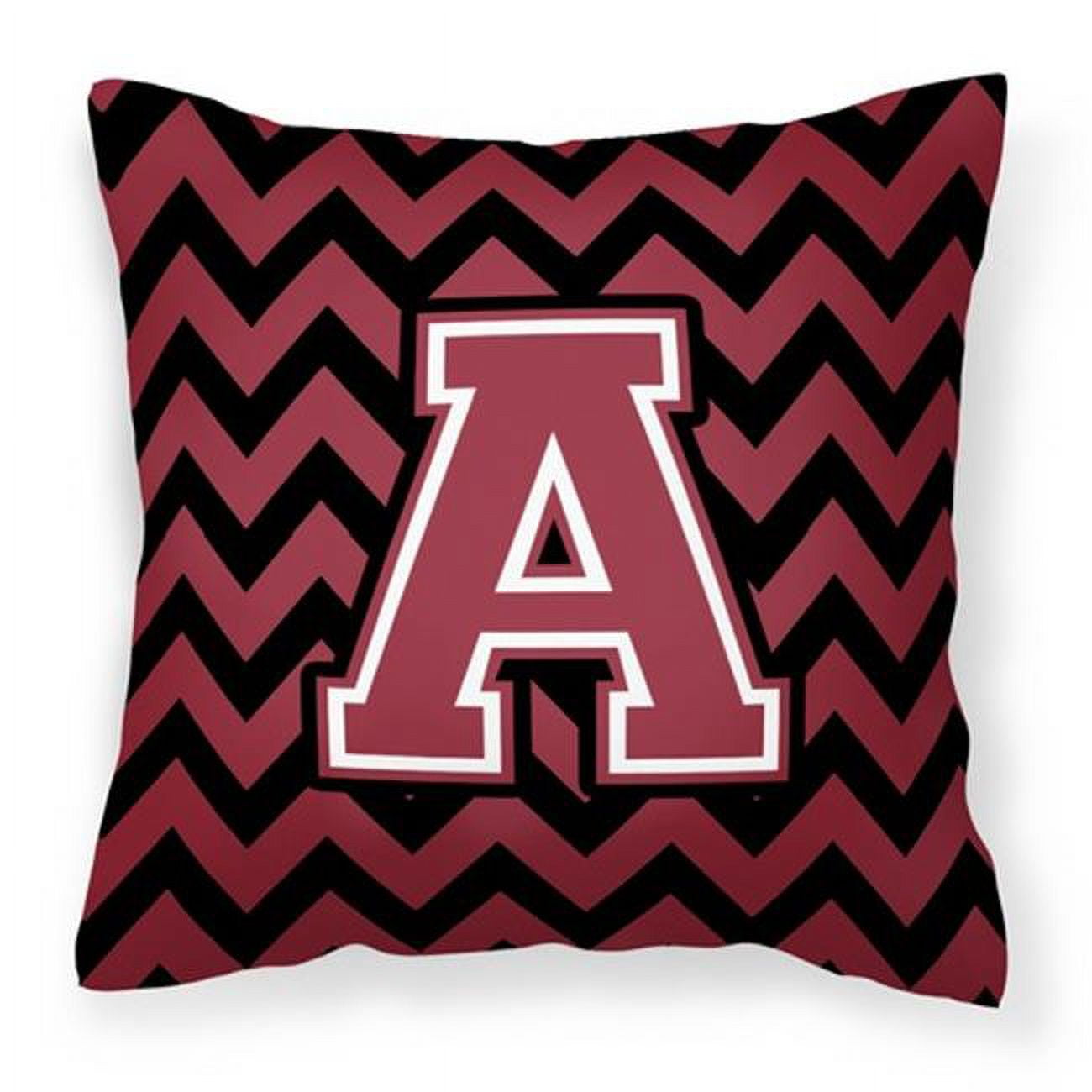 Letter A Chevron Garnet and Black Fabric Decorative Pillow