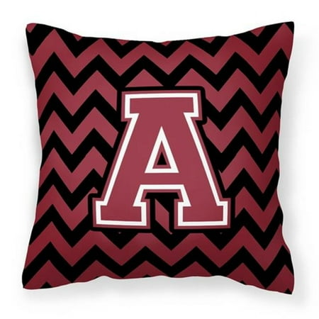 Letter A Chevron Garnet and Black Fabric Decorative Pillow