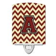 thumbnail image 1 of Letter A Chevron Maroon & Gold Ceramic Night Light, 1 of 1