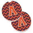 thumbnail image 1 of Letter A Chevron Orange & Blue Set of 2 Cup Holder Car Coaster, 1 of 1