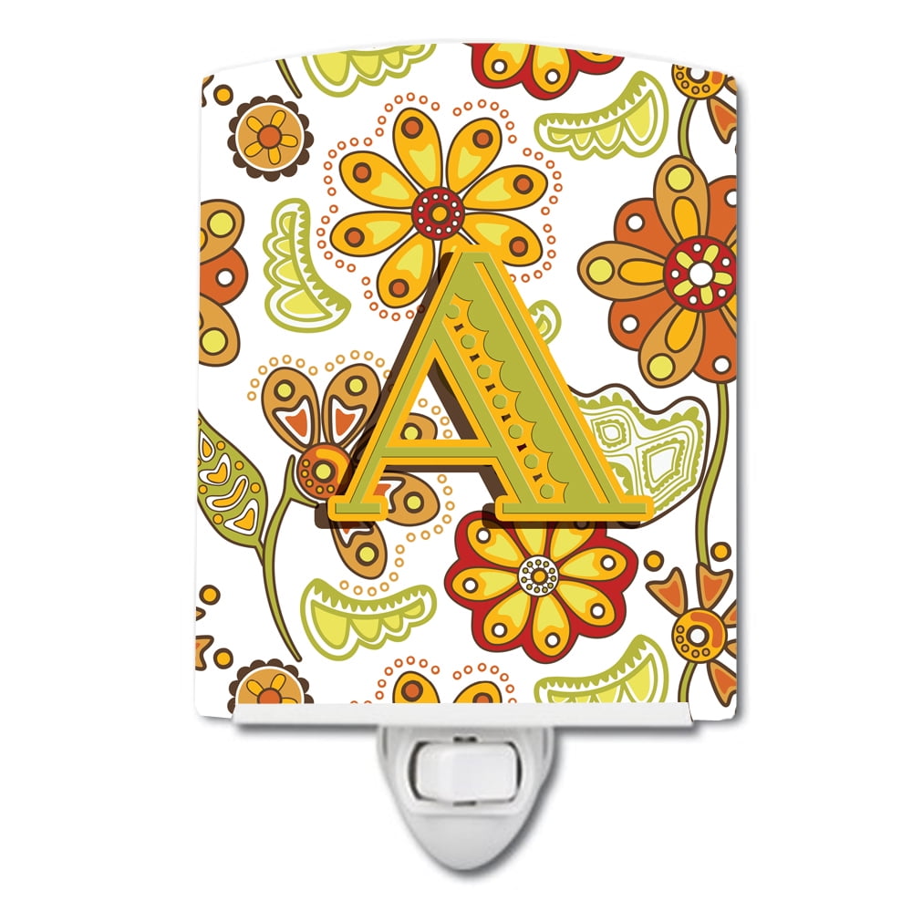 Caroline's Treasures CJ2003-ACNL Letter A Floral Mustard and Green ...