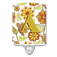 thumbnail image 1 of Caroline's Treasures CJ2003-ACNL Letter A Floral Mustard and Green Ceramic Night Light, 6x4x3", multicolor, 1 of 1