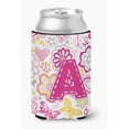 thumbnail image 1 of Letter A Flowers and Butterflies Pink Can or Bottle Hugger, 1 of 1
