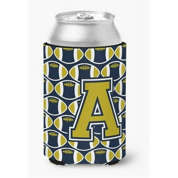 Letter A Football Blue & Gold Can or Bottle Hugger, 0.25 x 4 x 5.5 in.