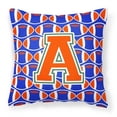 thumbnail image 1 of Letter A Football Green - Blue & Orange Fabric Decorative Pillow, 1 of 1