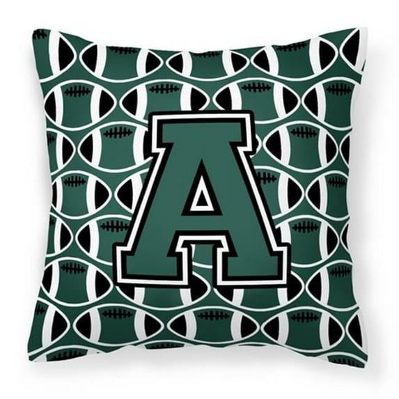 Letter A Football Green & White Fabric Decorative Pillow - Green & White - 14in. H x 3in. W x 14in. L