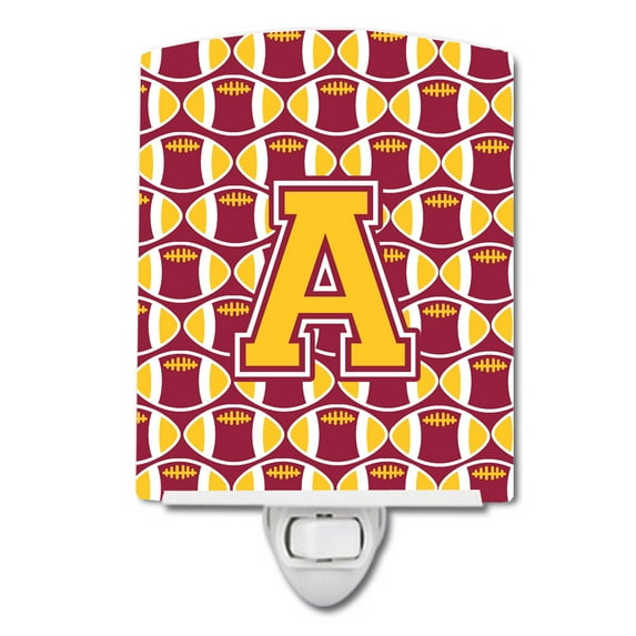 Letter A Football Maroon and Gold Ceramic Night Light