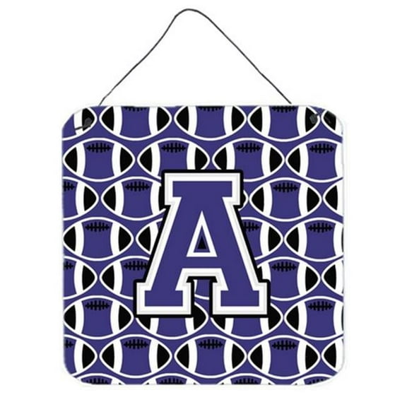 Letter A Football Purple & White Wall or Door Hanging Prints