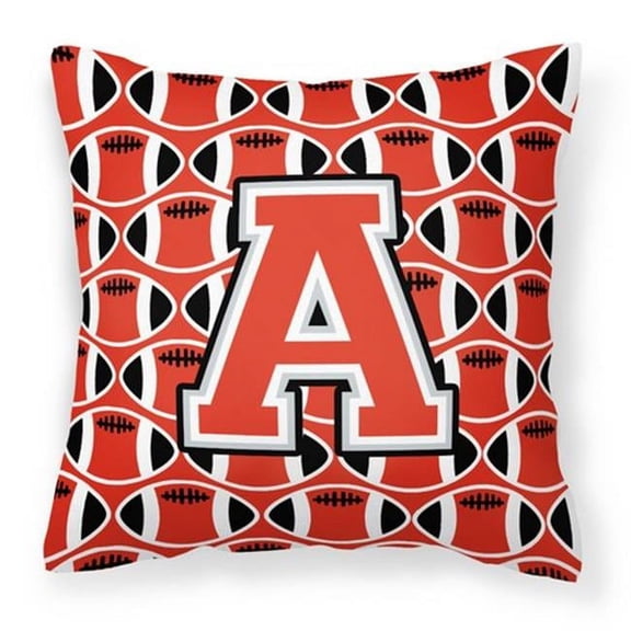 Letter A Football Scarlet & Grey Fabric Decorative Pillow - Scarlet & Grey - 14in. H x 3in. W x 14in. L