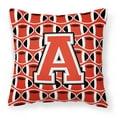 thumbnail image 1 of Letter A Football Scarlet and Grey Fabric Decorative Pillow, 1 of 4