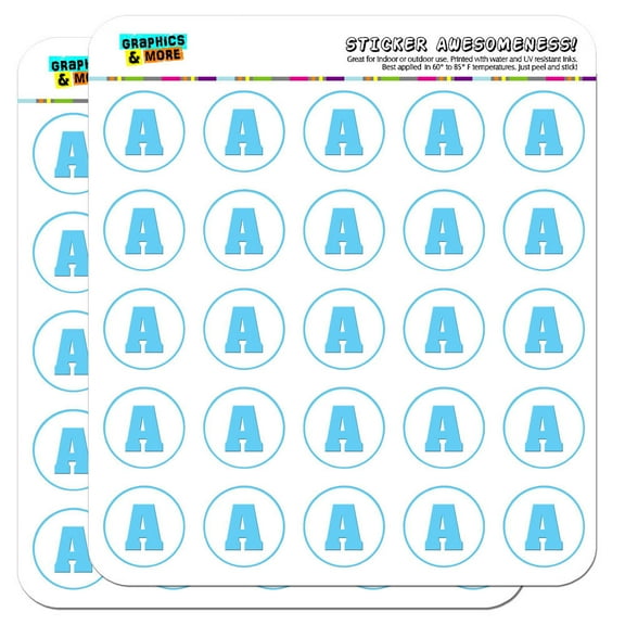 Letter A Initial Baby Boy Block Font Blue Shower 1" Scrapbooking Crafting Stickers