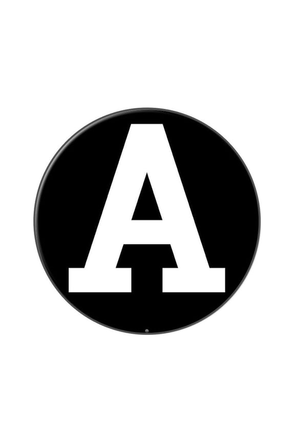 Letter A Initial Black White Lapel Hat Pin Tie Tack Large Round