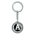 thumbnail image 1 of Letter A Initial Black White Spinning Circle Metal Keychain, 1 of 1