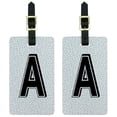thumbnail image 1 of Letter A Initial Sprinkles Black White Luggage Tags Suitcase ID, Set of 2, 1 of 1