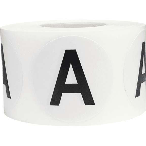 Letter A Inventory Labels 1.5 Inch Round Circle Dots 500 Adhesive Stickers