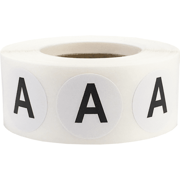 Letter A Inventory Labels .75 Inch Round Circle Dots 500 Adhesive Stickers