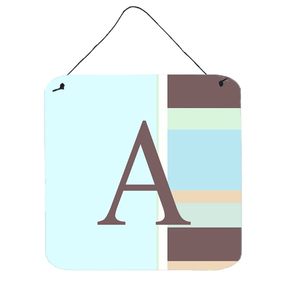 Letter A Monogram - Blue Stripes Wall or Door Hanging Prints