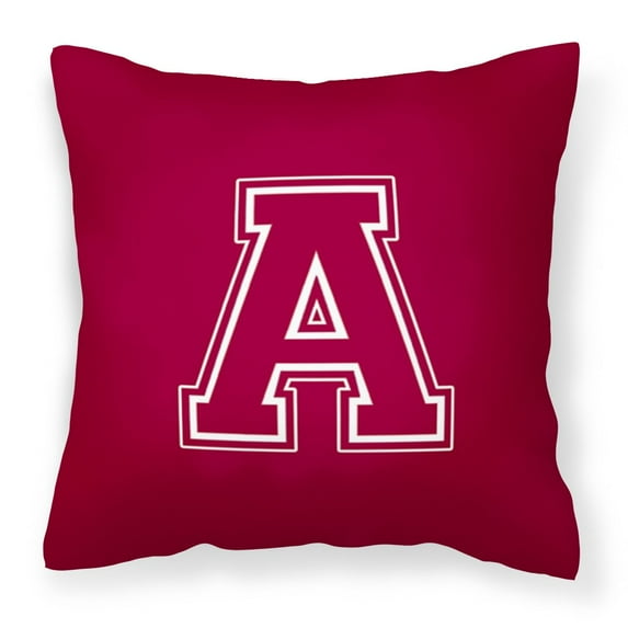 Letter A Monogram - Maroon and White Fabric Decorative Pillow
