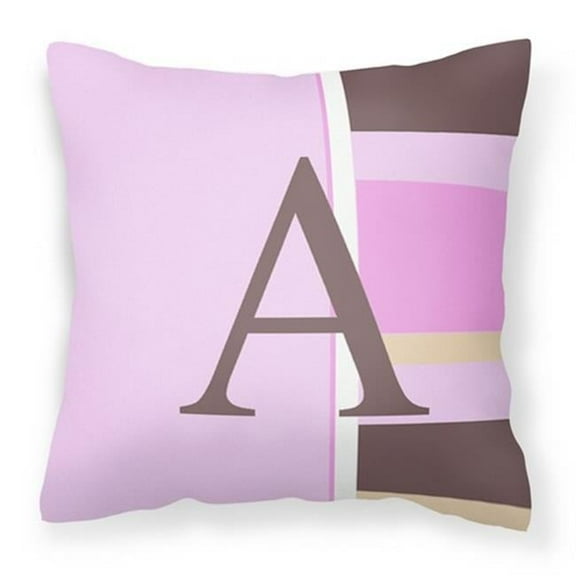 Letter A Monogram - Pink Stripes Fabric Decorative Pillow - 14 x 3 x 14 in.