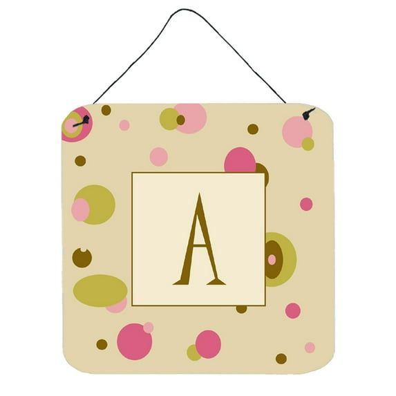 Letter A Monogram - Tan Dots Wall or Door Hanging Prints