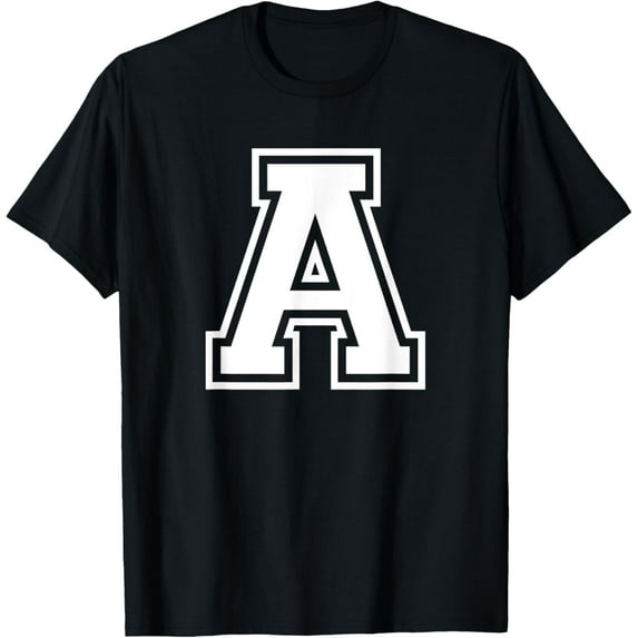 Letter A Name Initial Varsity Alphabet Monogram T-Shirt