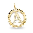 thumbnail image 1 of Letter 'A' Pendant Solid 14k Yellow Gold Initial Wreath Charm Polished Diamond Cut 20 mm x 20 mm, 1 of 1