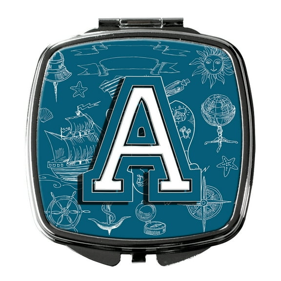 Letter A Sea Doodles Initial Alphabet Compact Mirror