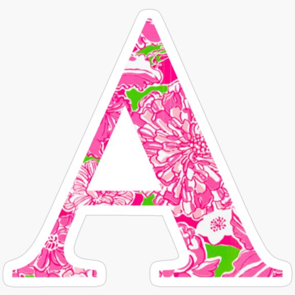 Letter A Soft Color Roses And Flow Vinyl Decal Sticker