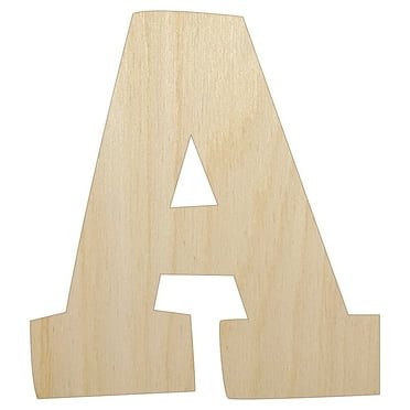 Letter A Uppercase Fun Bold Font Wood Shape Unfinished Piece Cutout Craft DIY Projects - 4.70 Inch Size - 1/8 Inch Thick