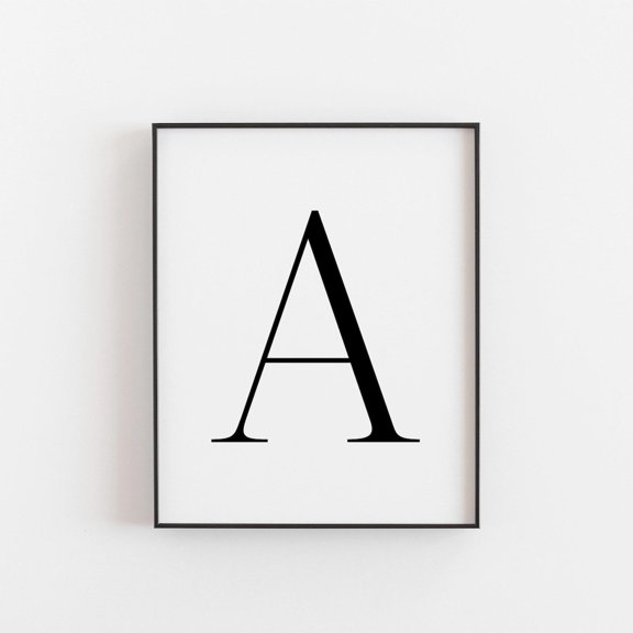 Letter A Wall Art Print, Minimalist Initial Nursery Wedding Bedroom Decor