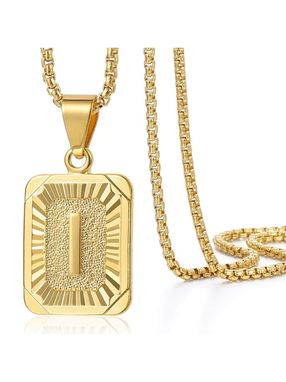 Letter A-Z 14K Gold Filled Pendant Necklace Box Link Chain Jewelry for Mens Womens