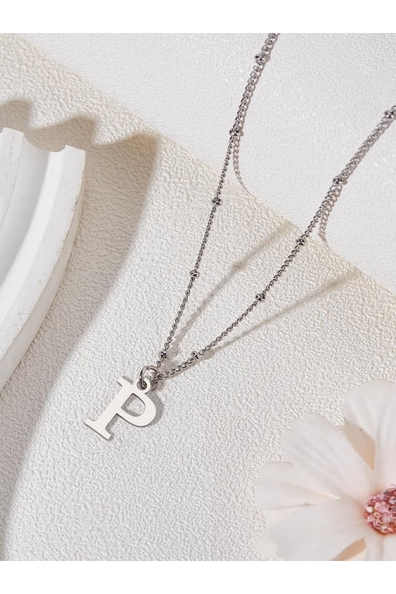 Letter A-Z Initial Necklace Alphabet Pendant Necklace for Women Dainty Gifts for DIY Letter P