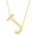 thumbnail image 1 of Letter A-Z Sideways 35mm Large Initial Necklace 14k Gold Plated Sterling Silver Jewelry for Women or Teens (letter J), 1 of 4