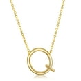thumbnail image 1 of Letter A-Z Sideways Initial Necklace 14k Gold Plated Sterling Silver Jewelry for Women or Teens, 1 of 6