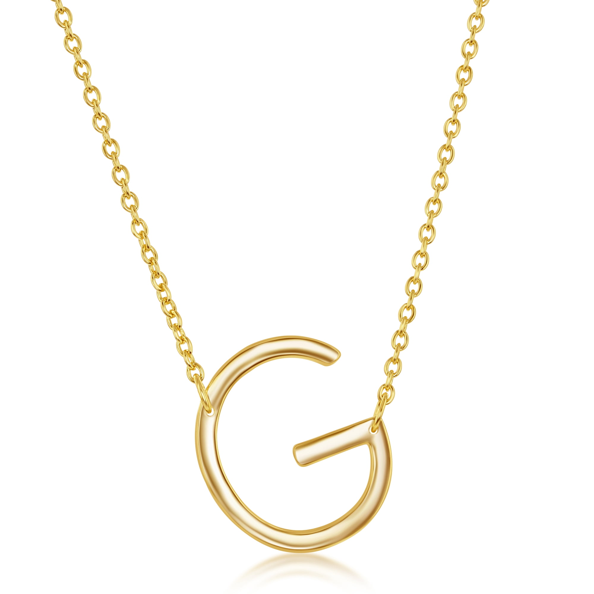 Letter A-Z Sideways Initial Necklace 14k Gold Plated Sterling Silver Jewelry for Women or Teens