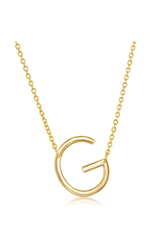 Letter A-Z Sideways Initial Necklace 14k Gold Plated Sterling Silver Jewelry for Women or Teens