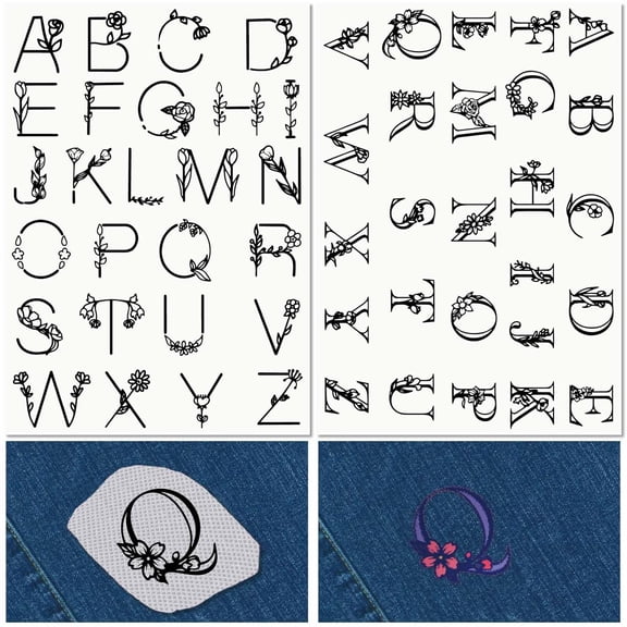 Letter A-Z Water Soluble Embroidery Stabilizers Hand Sewing Stick and Stitch Transfers Paper Wash Away Pre-Printed Self Adhesive Patterns for DIY Bags Cloth Sewing Lovers Beginner Needlework