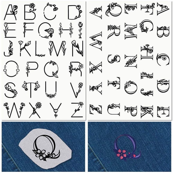 Letter A-Z Water Soluble Embroidery Stabilizers Hand Sewing Stick and Stitch Transfers Paper Wash Away Pre-Printed Self Adhesive Patterns